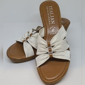 Italian Shoemakers Women's White Marie Wedge Sandals Slip-Ons Size 6
